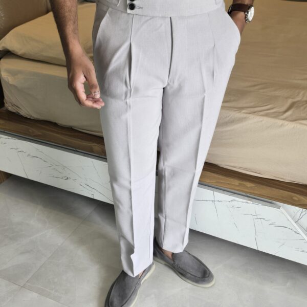 Grey Double Button Gurkha Pants