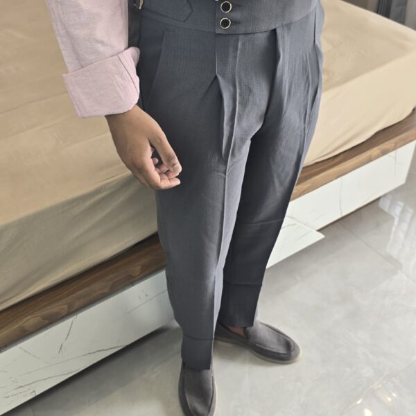 Grey Double Buckle Gurkha Pants – Classic Tailoring with a Modern Edge