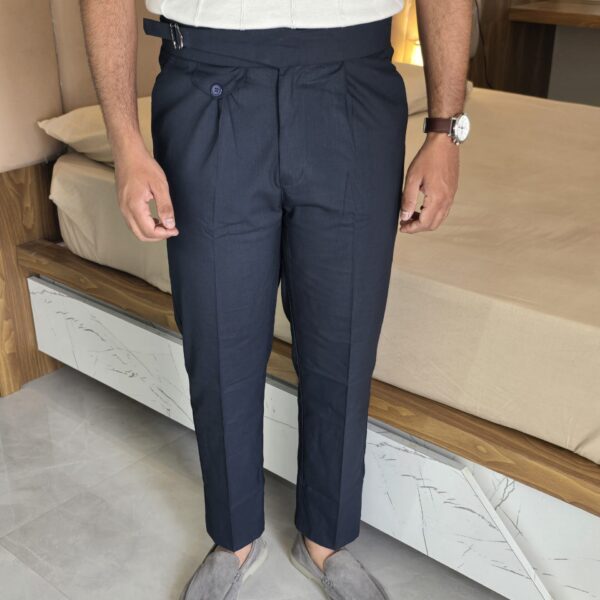 Blue Single buckle gurkha pants