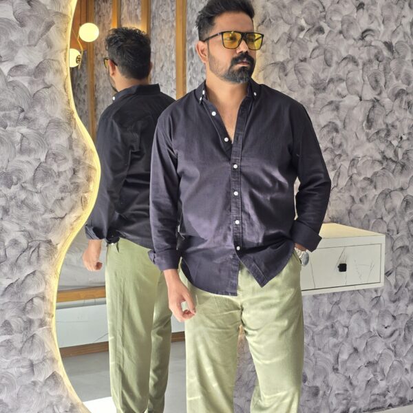 Black Premium Linen Blend Regular Fit Shirt