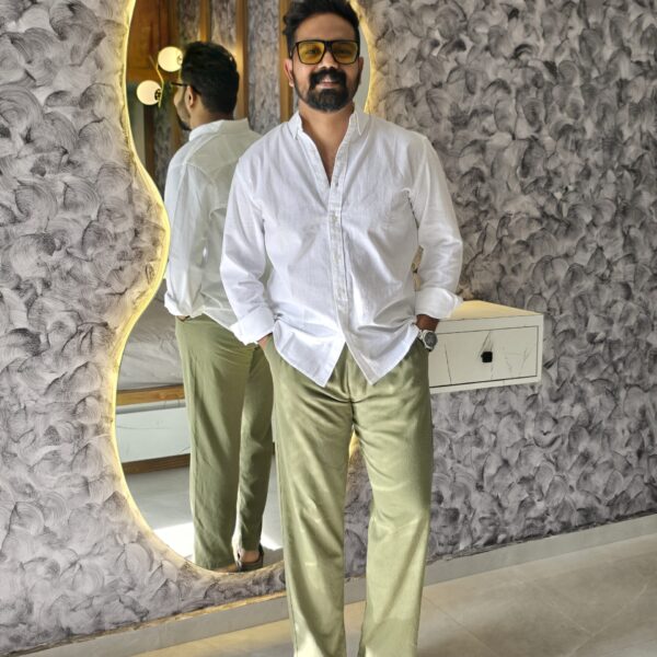 White Premium Linen Blend Regular Fit Shirt