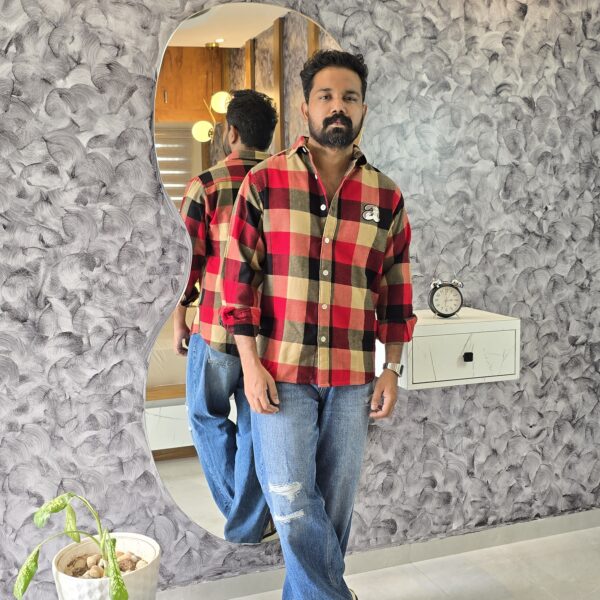 Red & brown Premium Flannel Checkered Shirts Streetwear Edition