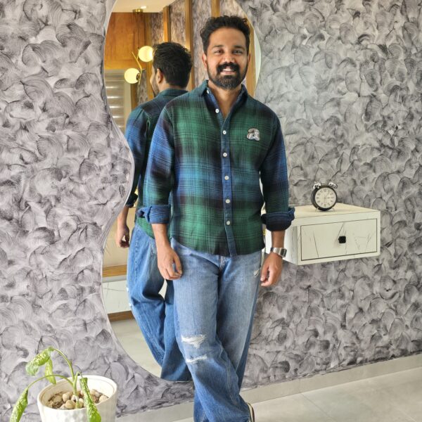Green & blue Premium Flannel Checkered Shirts Streetwear Edition