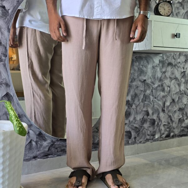 Light Pink Relaxed Fit Linen Pants