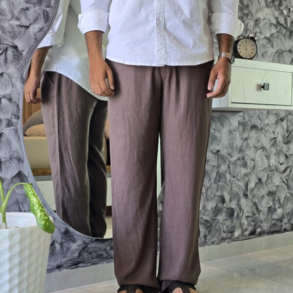 Light Brown Relaxed Fit Linen Pants