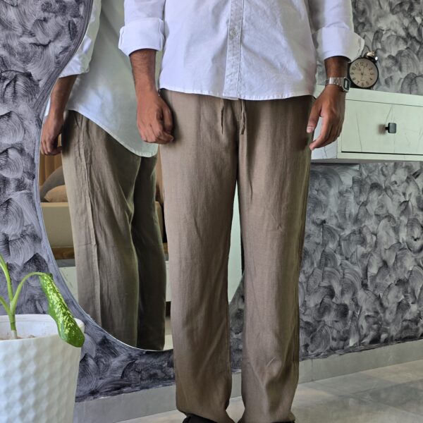 Light Green Relaxed Fit Linen Pants