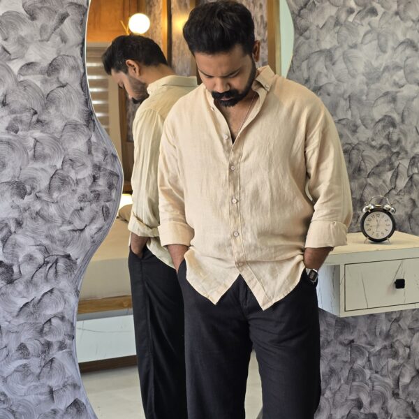 Warm beige Ultra premium linen shirt Oldmoney style