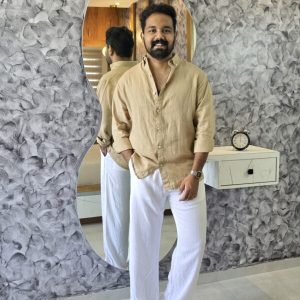 Brown beige Ultra premium linen shirt Oldmoney style