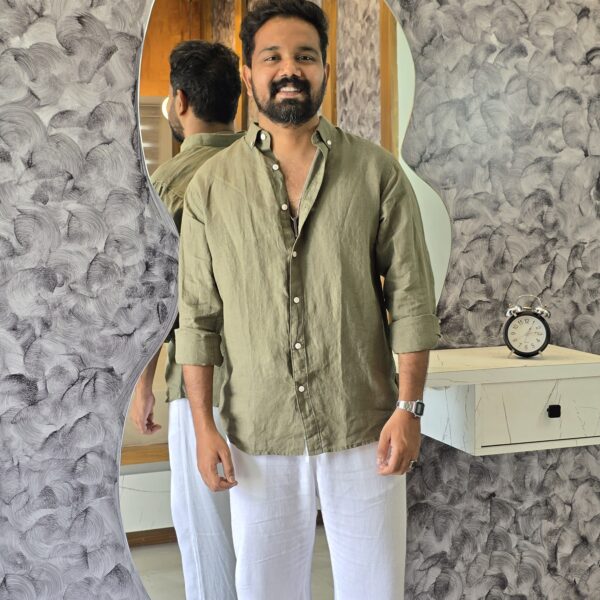 Olive green Ultra premium linen shirt Oldmoney style