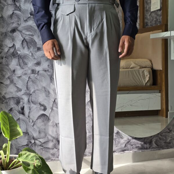 Grey Single button straight leg gurkha pant