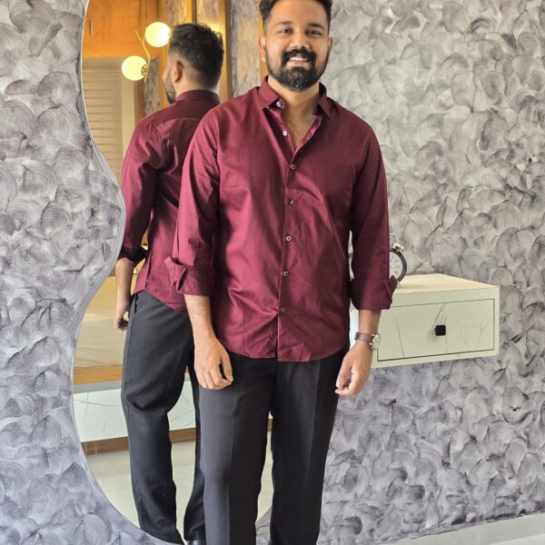 Dark Maroon Premium Satin Shirt