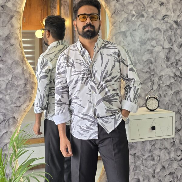 White & Black Satin digital printed shirts