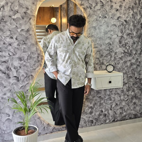 White & Green Satin digital printed shirts