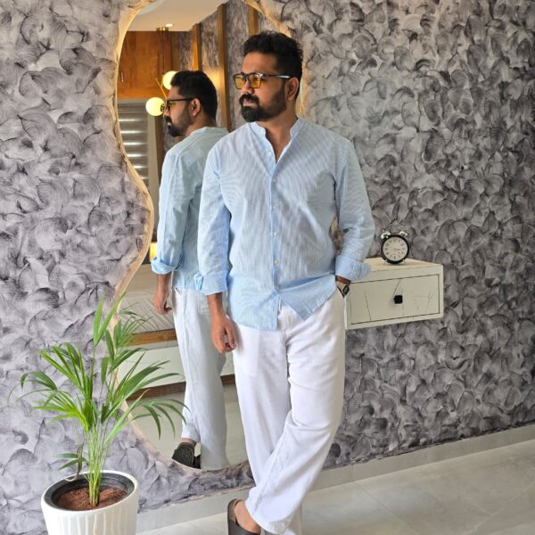 Sky blue Old Money Striped Shirt