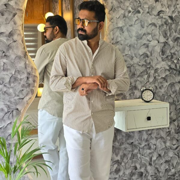 Earth brown Old Money Striped Shirt